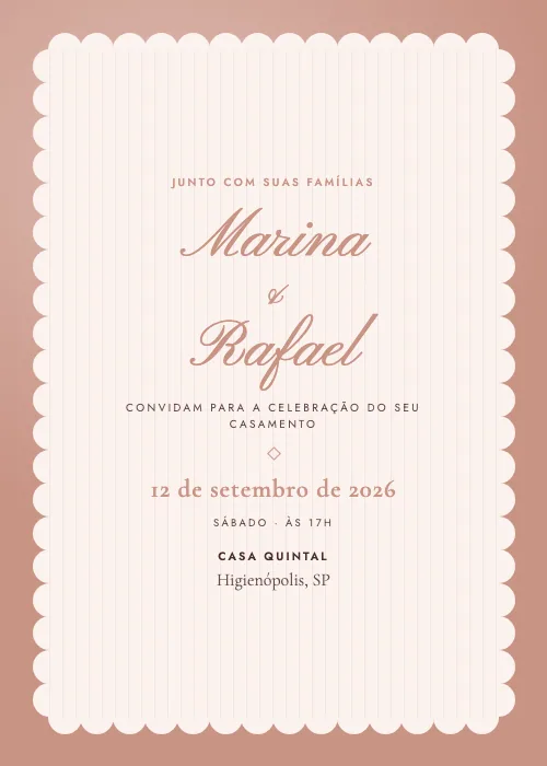 Convite de casamento Casa Quintal Recortada Rosa-chá, Casa Quintal