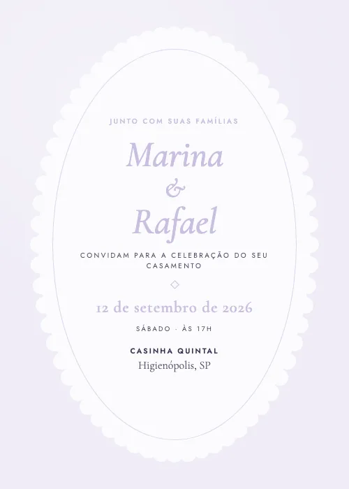 Convite de casamento Casinha Francesa Lavanda, Casinha Quintal