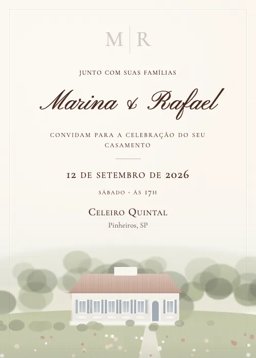 Convite de casamento Celeiro no Campo Celeiro, Celeiro Quintal