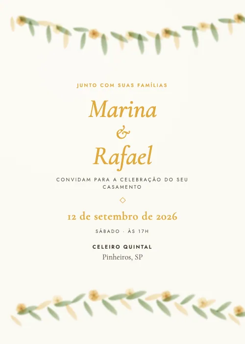 Convite de casamento Celeiro em Flor Campo, Celeiro Quintal