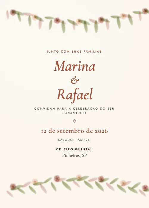Convite de casamento Celeiro em Flor Celeiro, Celeiro Quintal