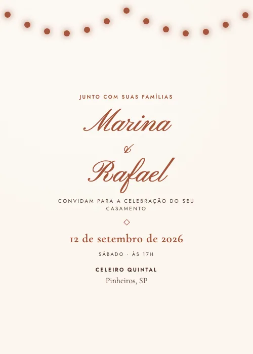 Convite de casamento Luzes do Celeiro Celeiro, Celeiro Quintal