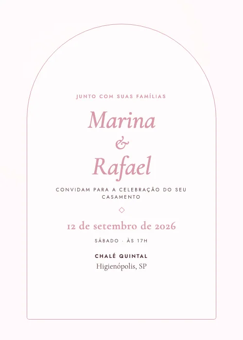Convite de casamento Chalé Encantado Rosa, Chalé Quintal