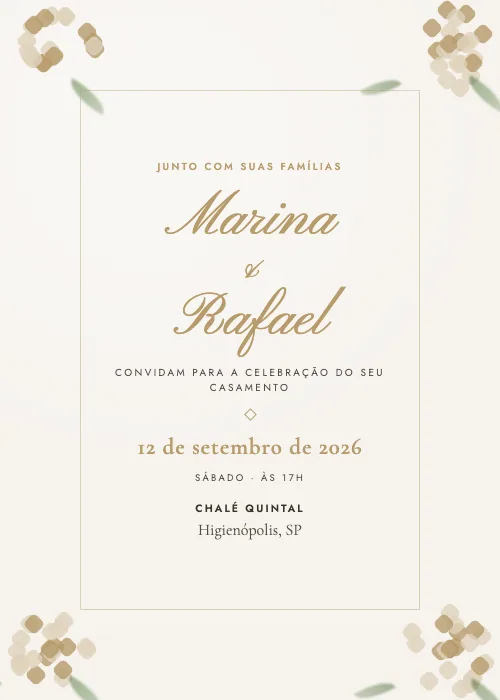 Convite de casamento Chalé em Flor Pérola, Chalé Quintal