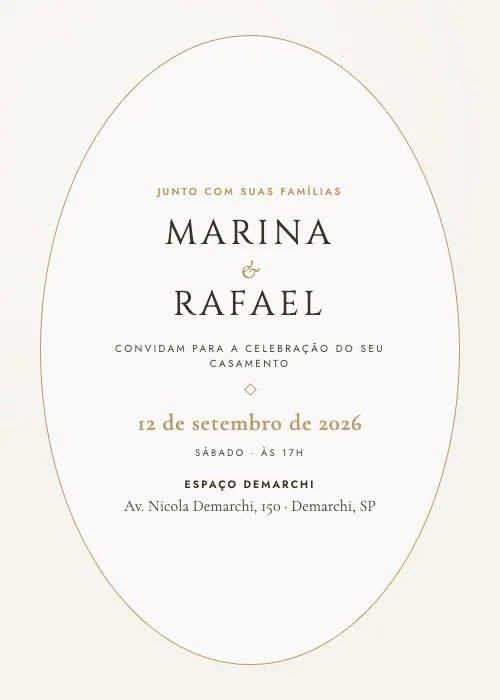 Convite de casamento Medalhão Demarchi Pérola, Espaço Demarchi