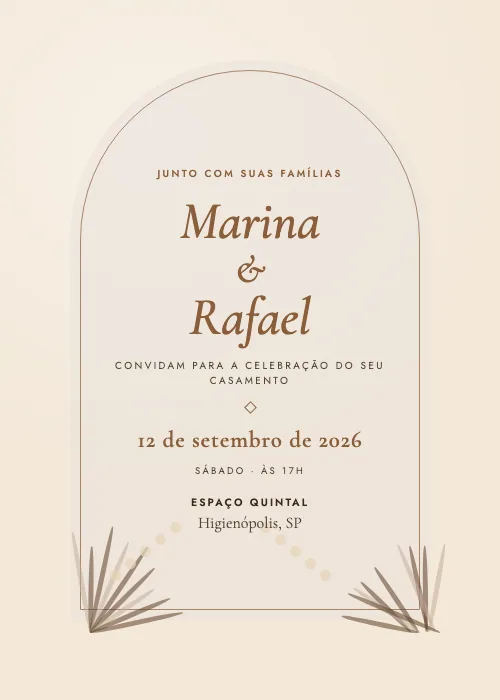 Convite de casamento Arco do Quintal Kraft, Espaço Quintal