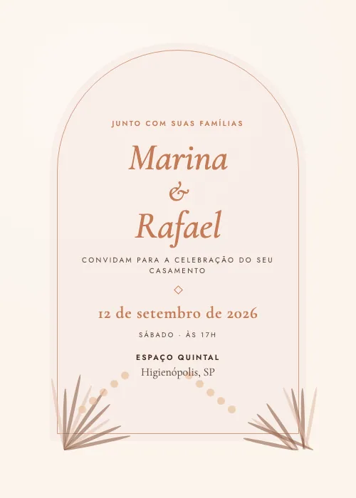 Convite de casamento Arco do Quintal Terracota, Espaço Quintal