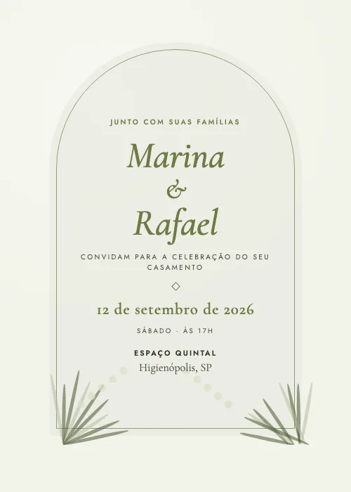 Convite de casamento Arco do Quintal Musgo, Espaço Quintal