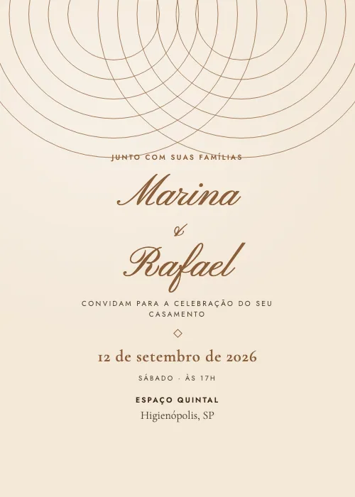 Convite de casamento Quintal Rústico Kraft, Espaço Quintal