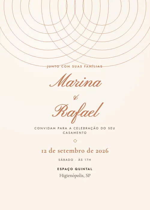Convite de casamento Quintal Rústico Terracota, Espaço Quintal