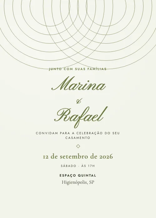 Convite de casamento Quintal Rústico Musgo, Espaço Quintal