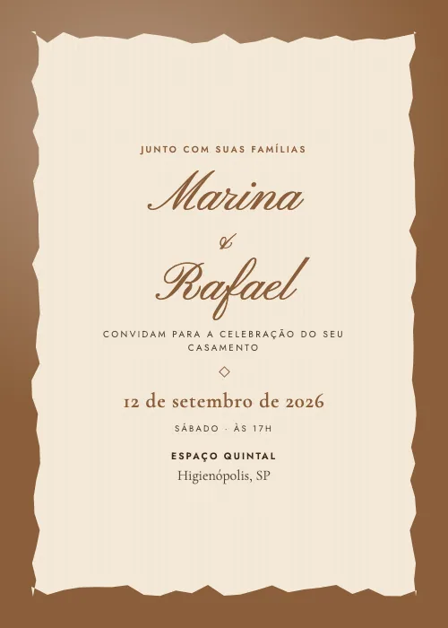 Convite de casamento Papel do Quintal Kraft, Espaço Quintal