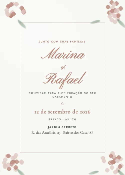 Convite de casamento Hortênsias do Jardim Eucalipto, Jardim Secreto