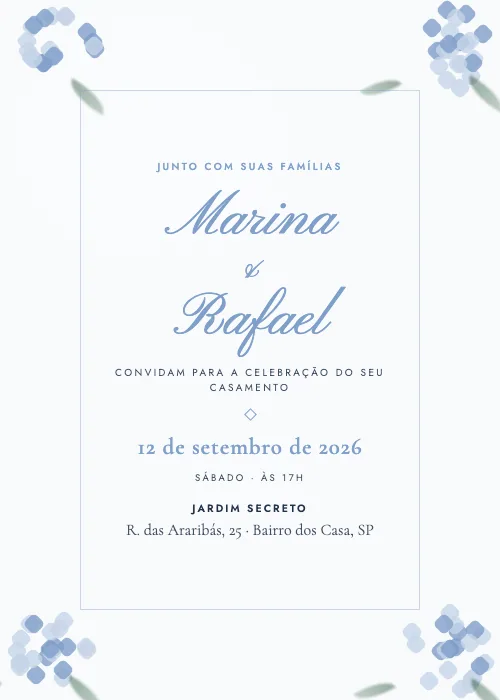 Convite de casamento Hortênsias do Jardim Azul, Jardim Secreto