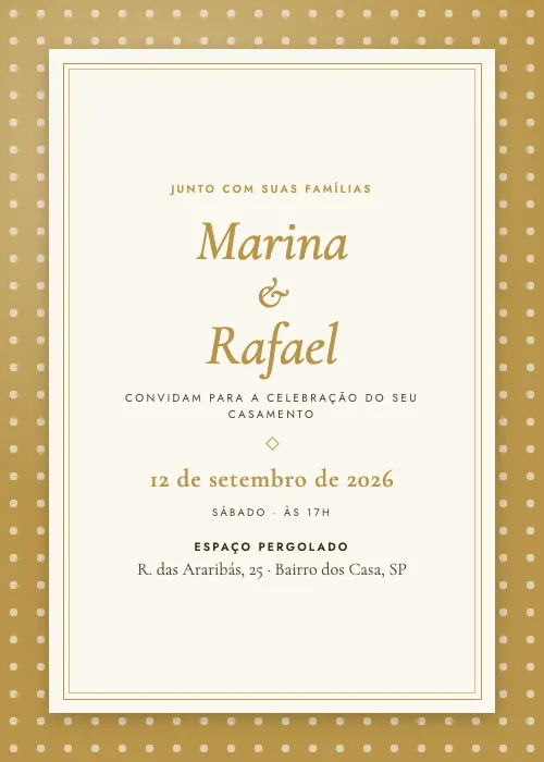 Convite de casamento Pergolado Clássico Champanhe, Espaço Pergolado