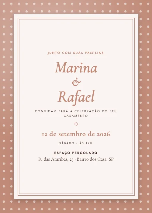 Convite de casamento Pergolado Clássico Rosé, Espaço Pergolado