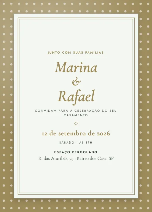 Convite de casamento Pergolado Clássico Sálvia, Espaço Pergolado