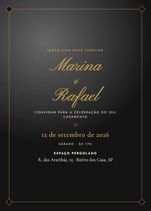Convite de casamento Noite no Pergolado Champanhe, Espaço Pergolado