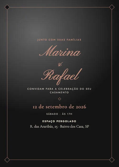 Convite de casamento Noite no Pergolado Rosé, Espaço Pergolado