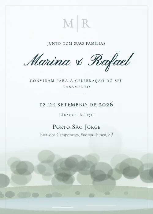 Convite de casamento Represa ao Entardecer Azul-lago, Porto São Jorge