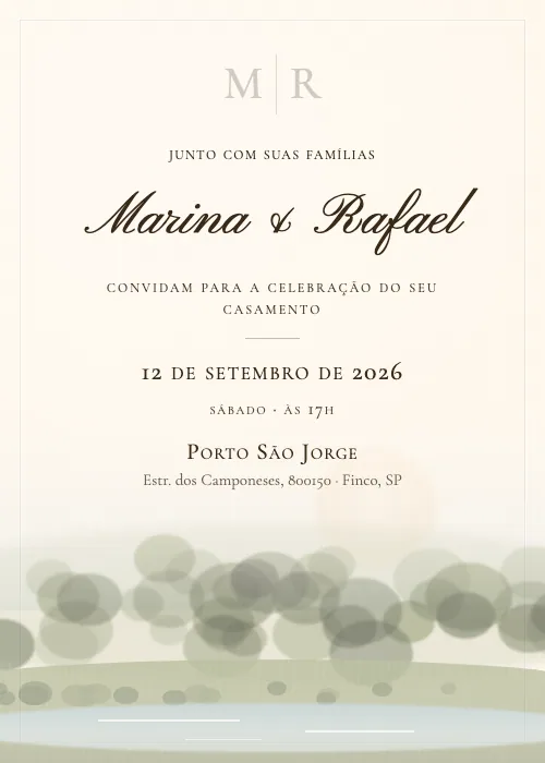 Convite de casamento Represa ao Entardecer Dourado, Porto São Jorge