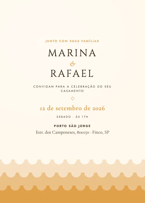 Convite de casamento Águas do Porto Dourado, Porto São Jorge
