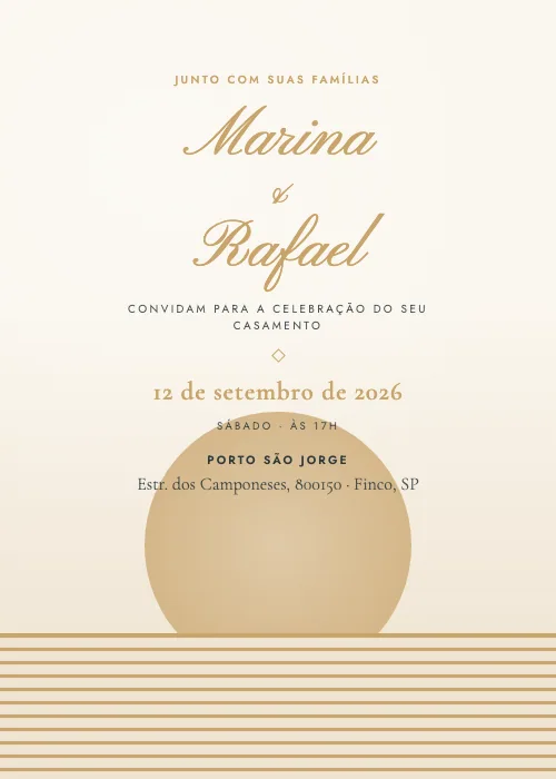 Convite de casamento Pôr do Sol no Deck Areia, Porto São Jorge
