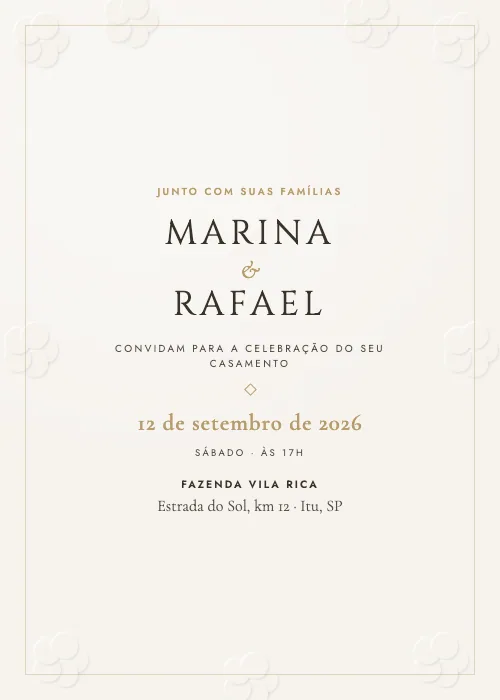 Convite de casamento Floral em Relevo Pérola, estilo de luxo