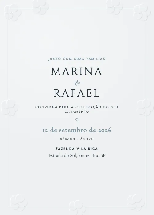Convite de casamento Floral em Relevo Névoa, estilo de luxo