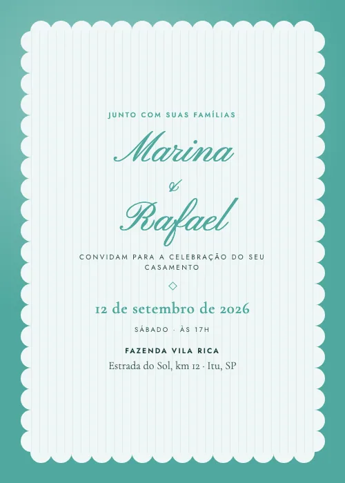 Convite de casamento Ondulado Tiffany, estilo moderno